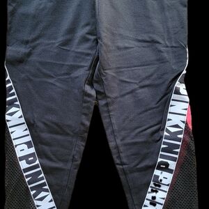 Black Leggings with Pink Logo